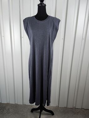 Rowan Women's Georgia Slub Muscle Tank Midi Dress Gray Size Large EUC Cotton